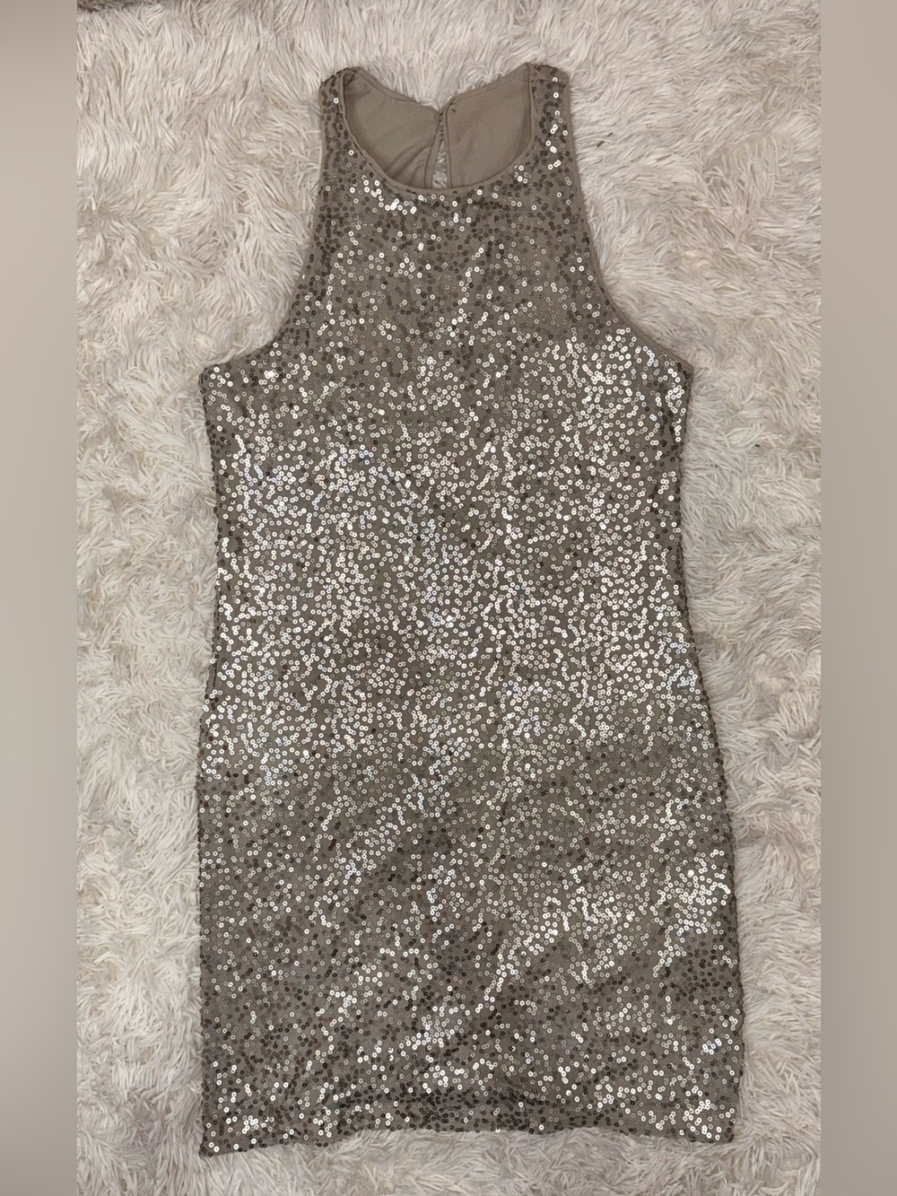 Hollister Y2K Sequin Mini Dress in Champagne Sz Large Stretchy Cocktail  NWT